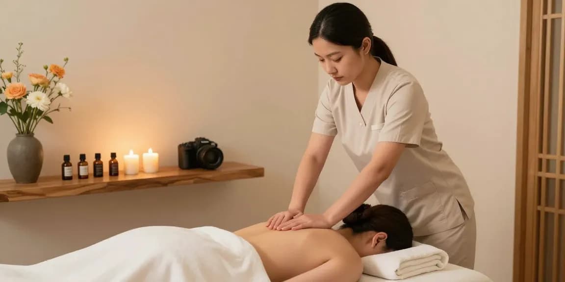 스웨디시 마사지가 진행되는 편안한 스파 내부 모습