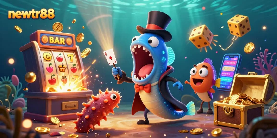Experience captivating gameplay at newtr88 with a dazzling underwater casino adventure illustration