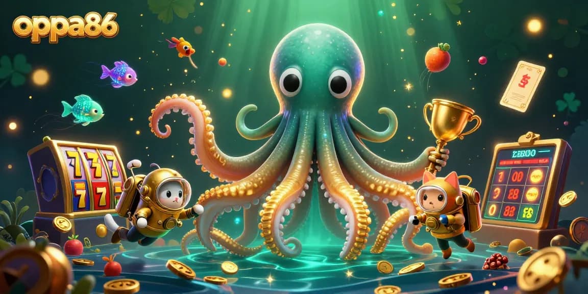 Engage with oppa86 in a vibrant casino world filled with a kraken and rich winnings.