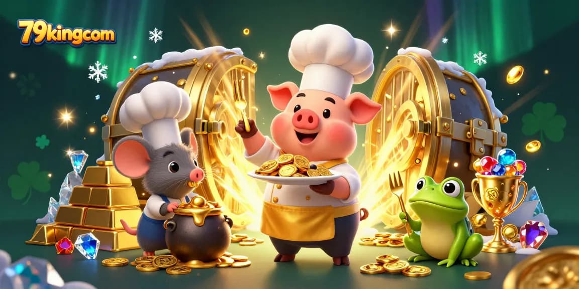Experience the thrill of winning at 79kingcom with cartoon characters showcasing wealth and excitement in a casino setting.