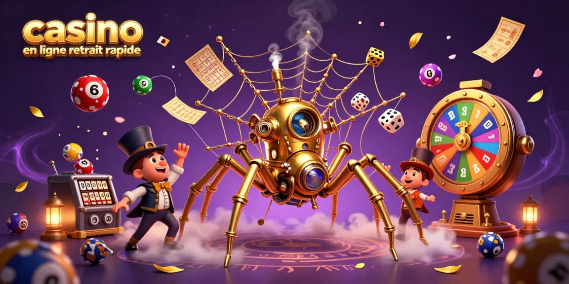Plongez dans l'univers du casino en ligne retrait rapide avec cette illustration 3D captivante.