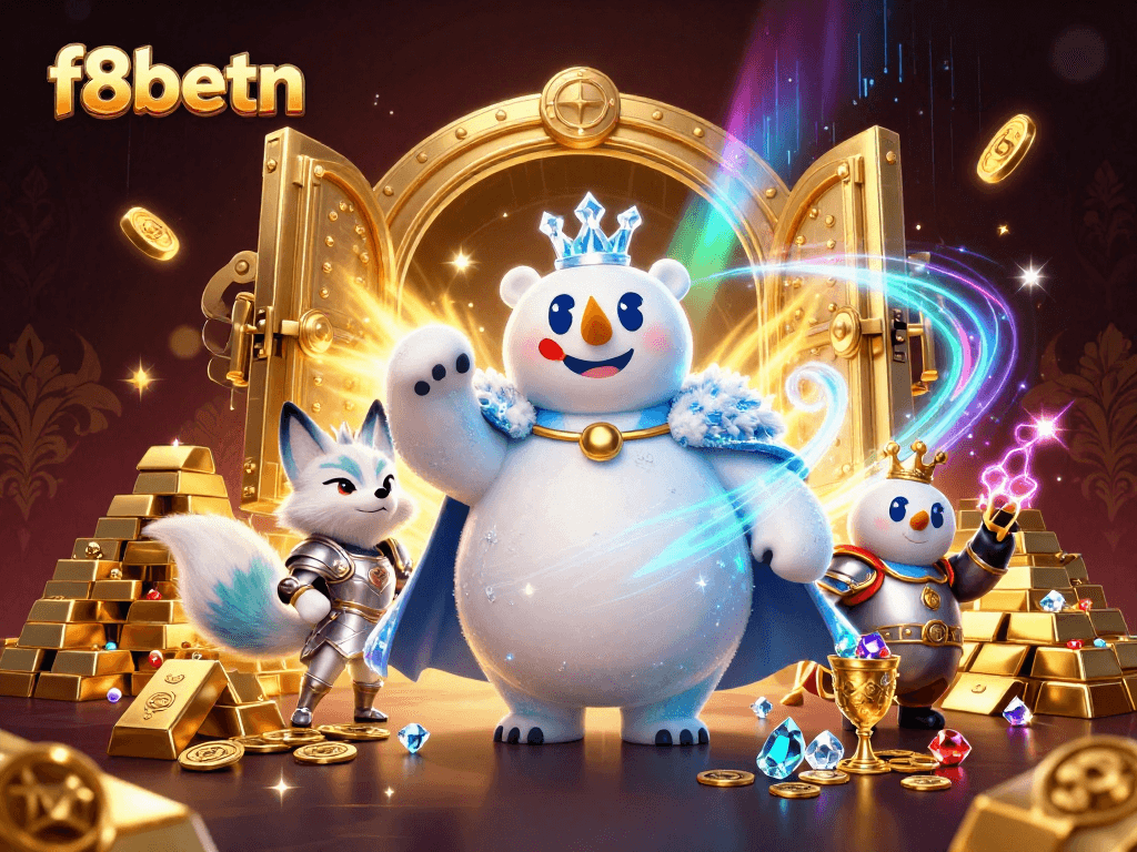 Experience the excitement of f8betn, featuring a polar bear king and treasure in a casino-themed scene.