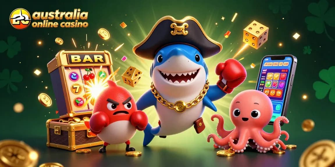 Engage in the excitement of australia online casino with vibrant characters, jackpot slots, and dynamic gaming elements!