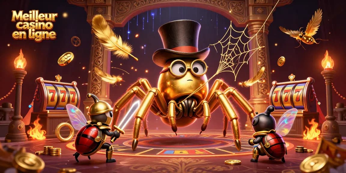 Engage with the thrilling world of Meilleur casino en ligne featuring a majestic golden tarantula and a brave beetle knight.