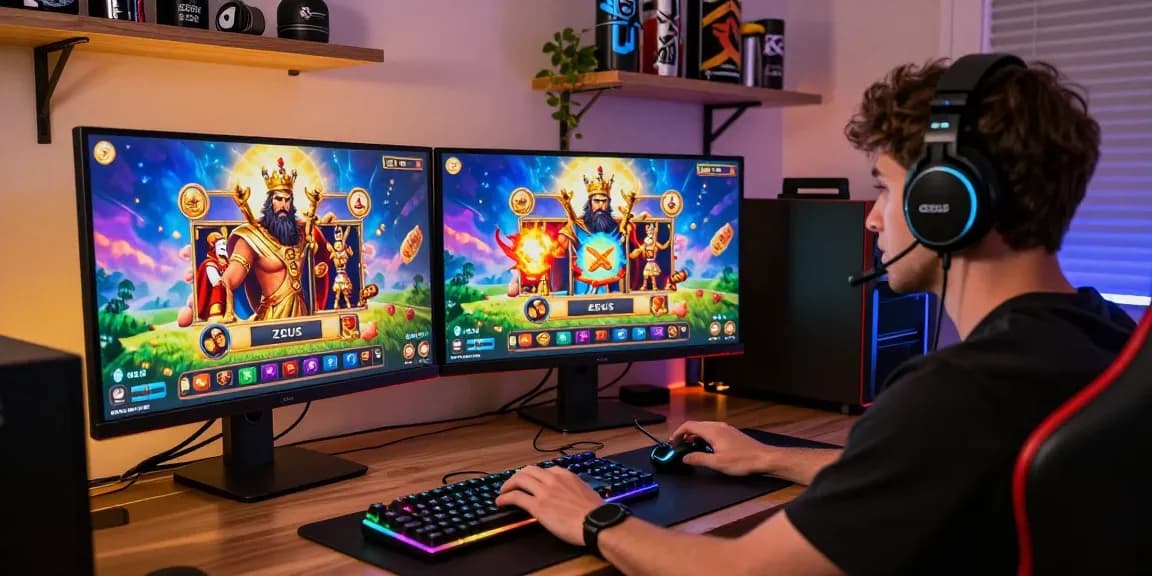 Engaged player enjoying slot zeus on modern gaming platform, showcasing interactive features and vibrant graphics.