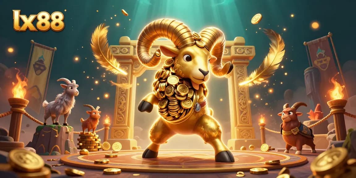 Experience the thrill of lx 88 gaming with a dynamic golden ram and energetic casino elements.