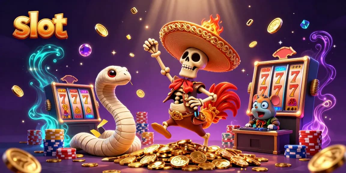 Engage in thrilling slot action with a festive mariachi rooster, gold coins, and vibrant characters.