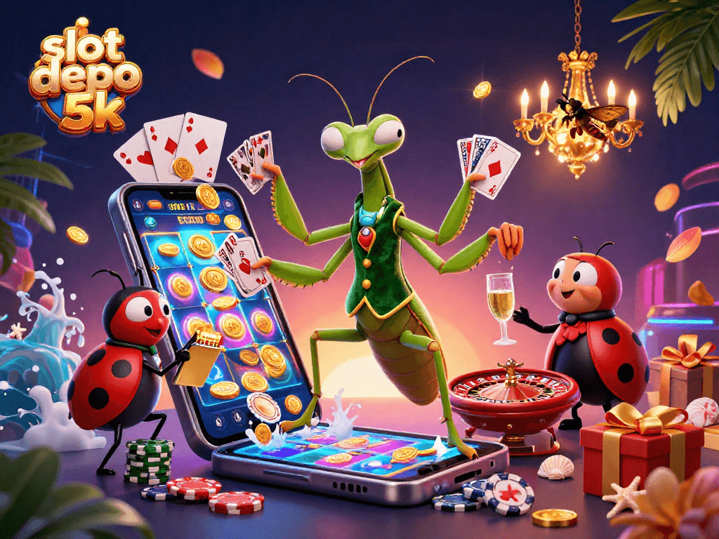 Engage in thrilling gameplay with slot depo 5k, featuring vibrant slot games and dynamic characters.