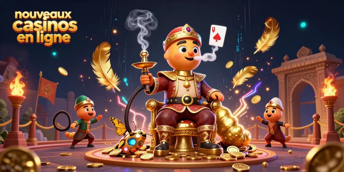 Illustrez votre expérience des nouveaux casinos en ligne avec des croupiers et des symboles de jeu captivants.