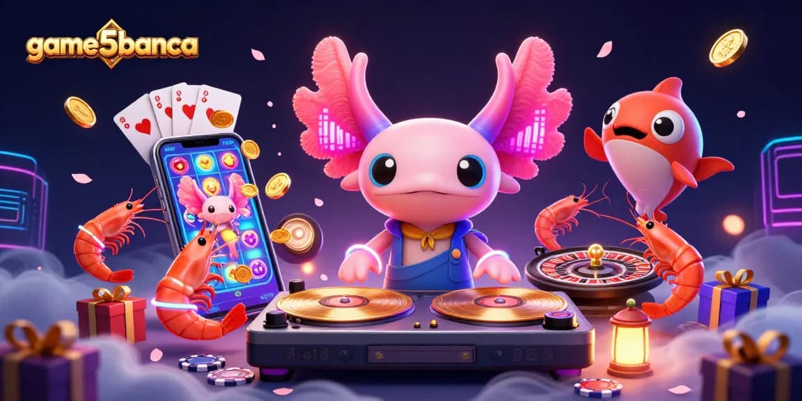 Engage with game5banca's dynamic underwater casino scene featuring glowing characters and vibrant game elements.