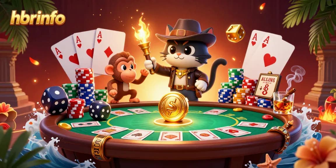 Discover hbrinfo and embrace thrilling casino adventures with our captivating illustrated scene.