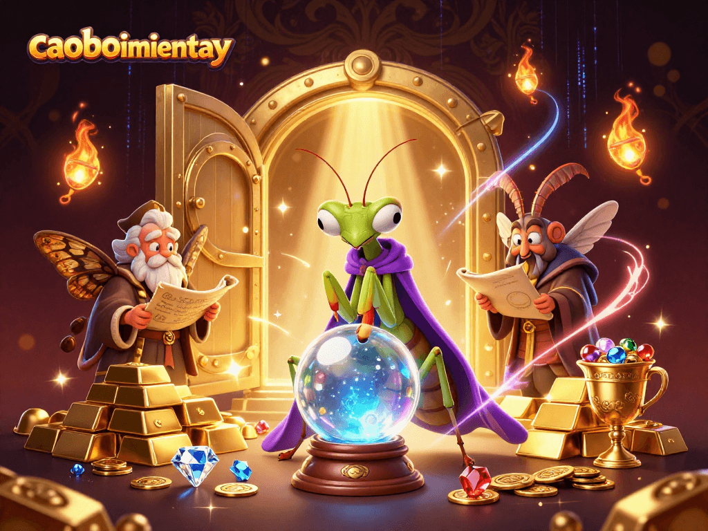 Experience the thrill of caoboimientay in a vibrant 3D scene with treasure and fortune teller elements.
