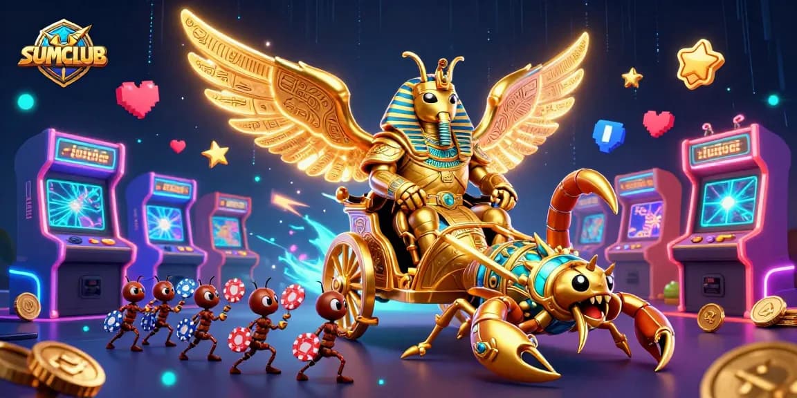Play thrilling games at SUMCLUB with vibrant casino elements showcasing epic wins and exciting gameplay.