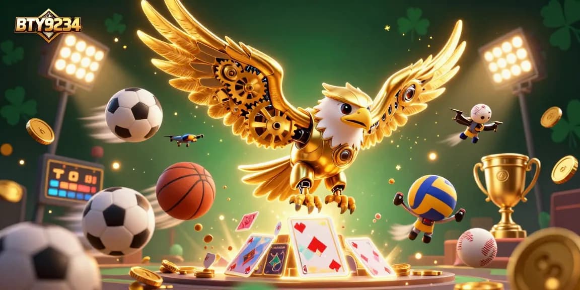 Join the gaming action with BTY9234 in this vibrant 3D casino scene packed with dynamic sports elements.