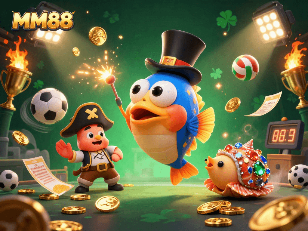 Experience thrilling sports betting adventures with MM88's vibrant deep-sea characters and dynamic elements.