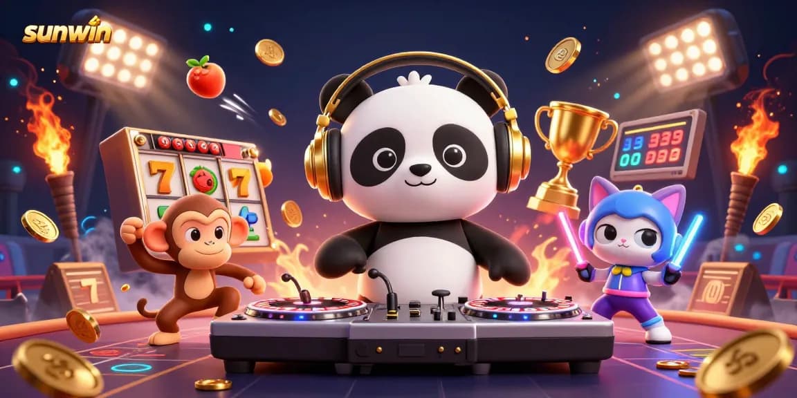 Experience sunwin's vibrant casino atmosphere with 3D characters and dynamic game elements.