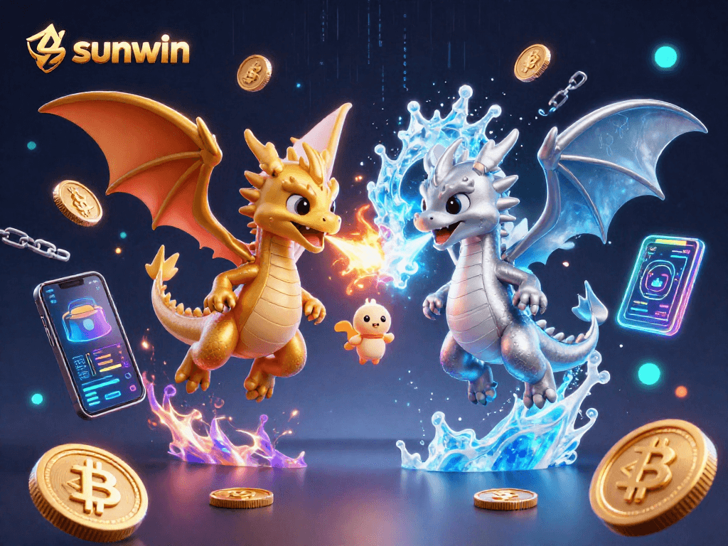 Experience thrilling gameplay with Sunwin's dynamic casino elements featuring dragons and crypto motifs.