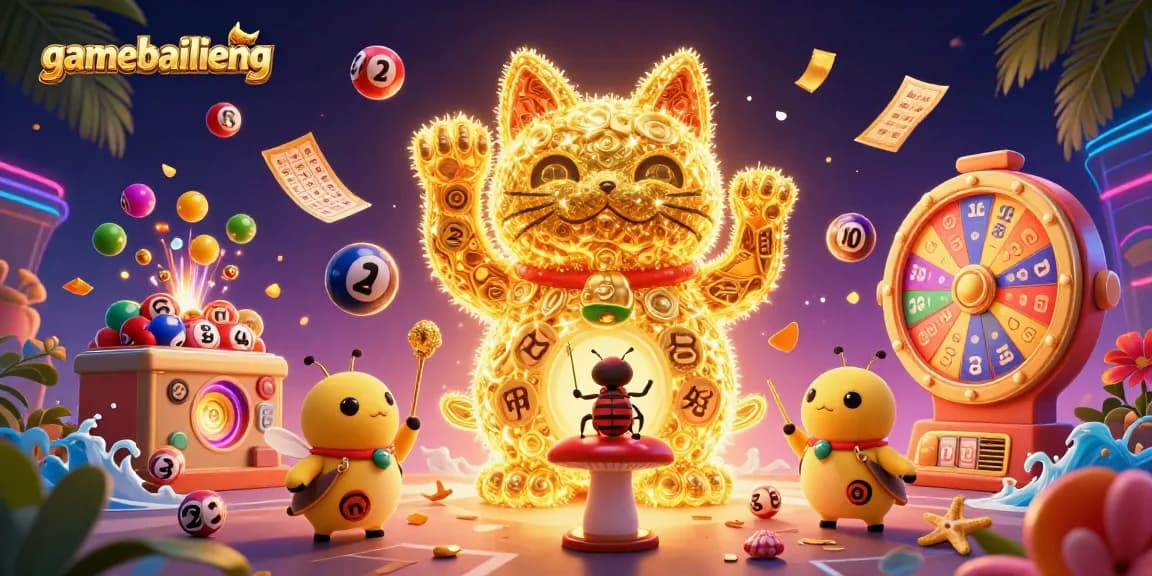 Engage in the exhilarating world of gamebailieng with dynamic visuals of lucky symbols and vibrant elements.