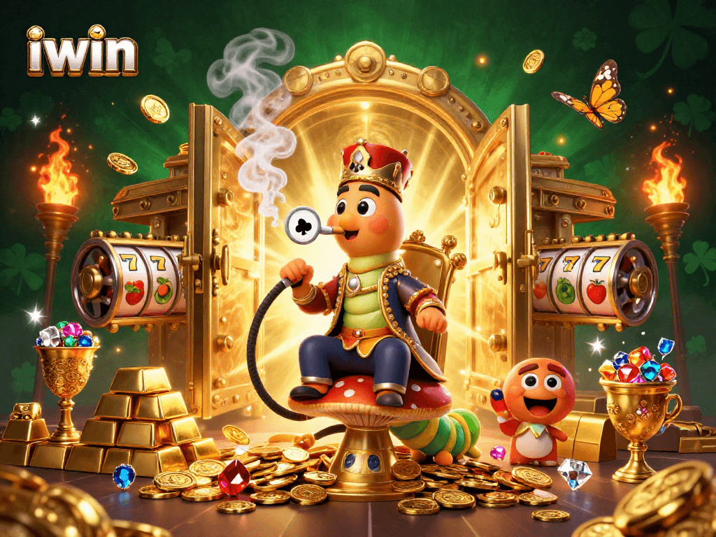 Experience the excitement of iwin with a vibrant, captivating 3D casino scene featuring iconic gambling symbols.