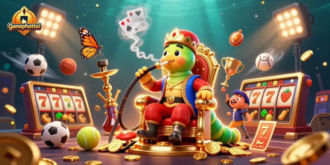 Engage with gamephattai in this vibrant 3D scene depicting thrilling casino elements.