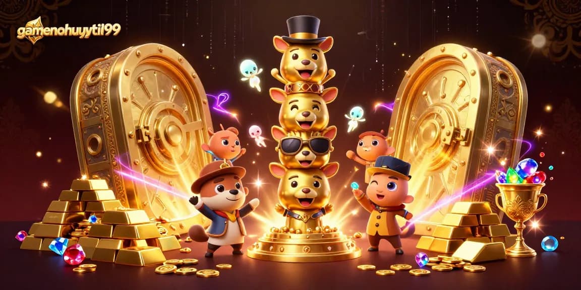 Play and win big with gamenohuuytin99 in this vibrant casino-themed illustration.