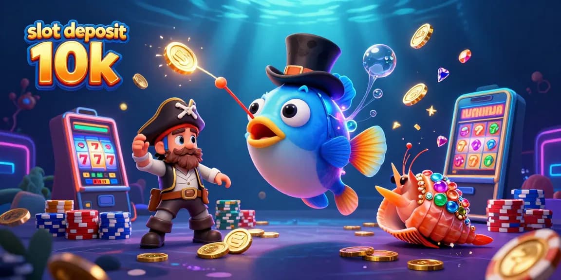 Engage in excitement with slot deposit 10k as glowing creatures attract golden coins in a vibrant underwater scene.
