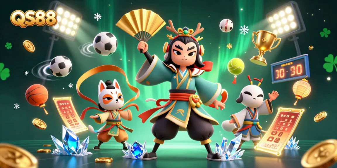 Engage in the winning action at QS88 with dynamic sports betting elements and vibrant casino visuals.