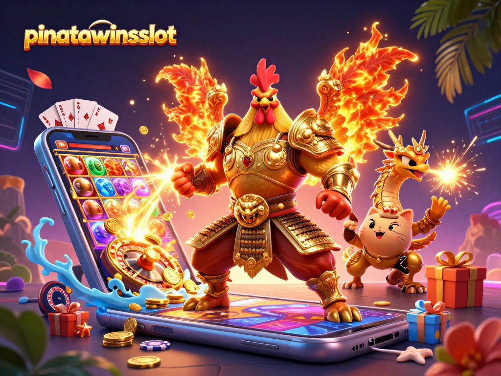 Engage in pinatawinsslot gaming with vibrant characters and dynamic slot elements celebrating wins.