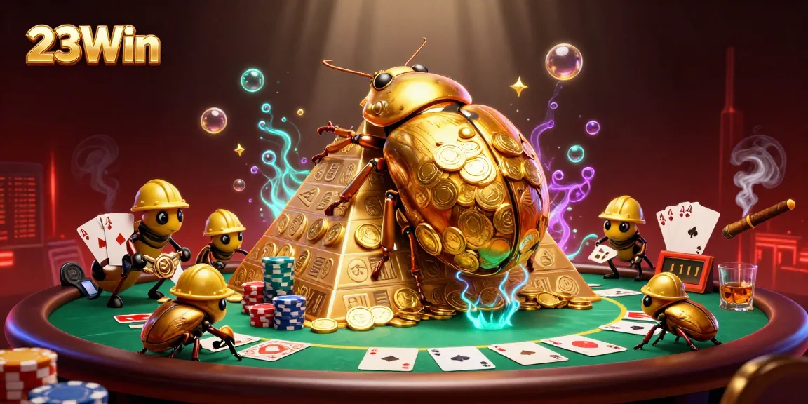Experience winning strategies at 23Win with vibrant casino imagery and 3D art.