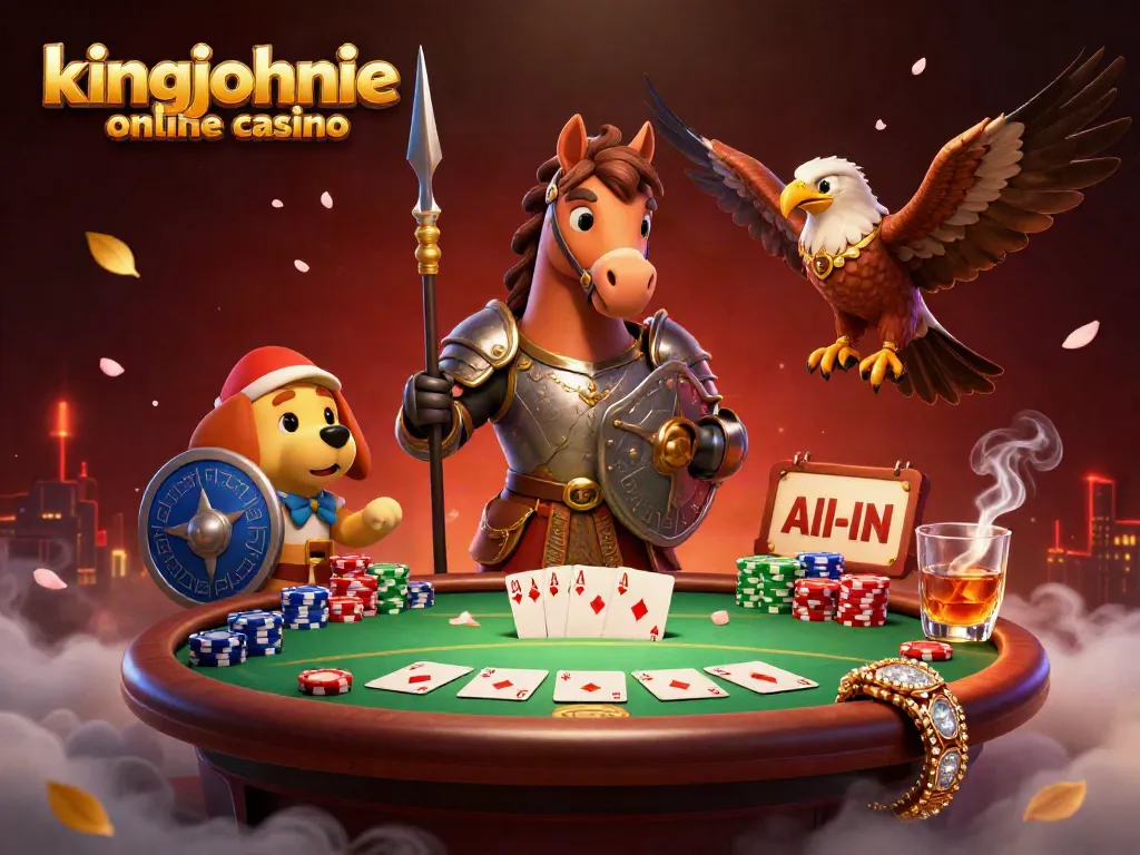 Experience excitement at kingjohnnie online casino with a colorful poker scene showcasing various gaming elements.