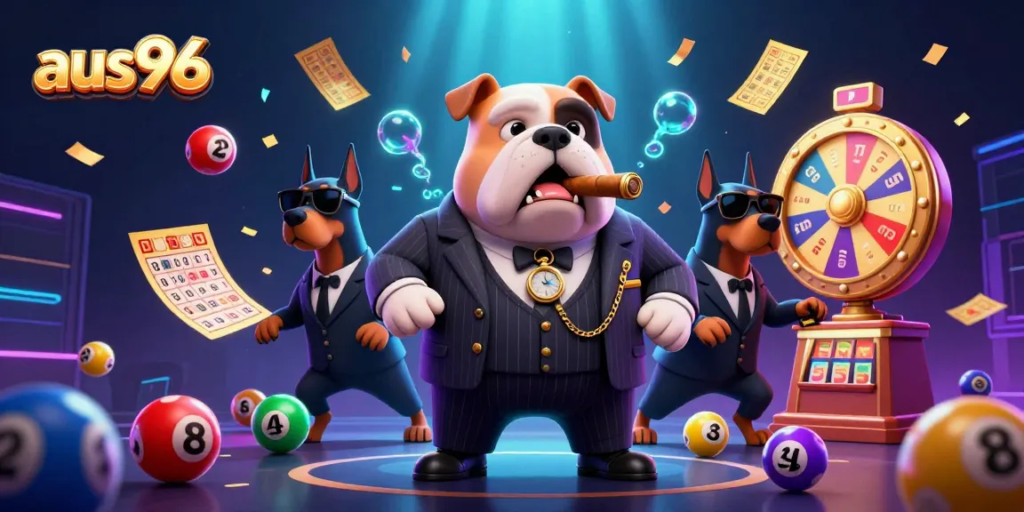 Engage in thrilling gameplay at aus96 with a dynamic scene of lottery balls and casino vibes.