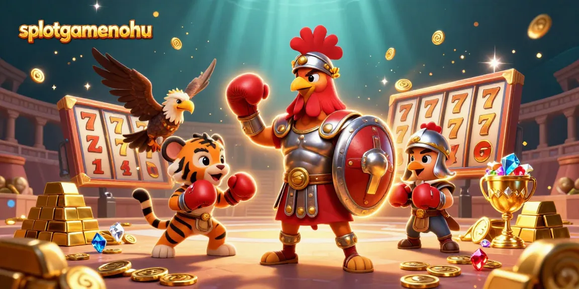 Experience the thrill of jackpot spins at slotgamenohu with a dynamic 3D illustration of gaming characters.