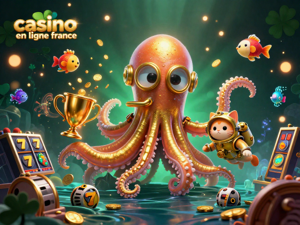 Jouez sur casino en ligne France avec une illustration dynamique et festive de jeux de hasard et d'aventure.