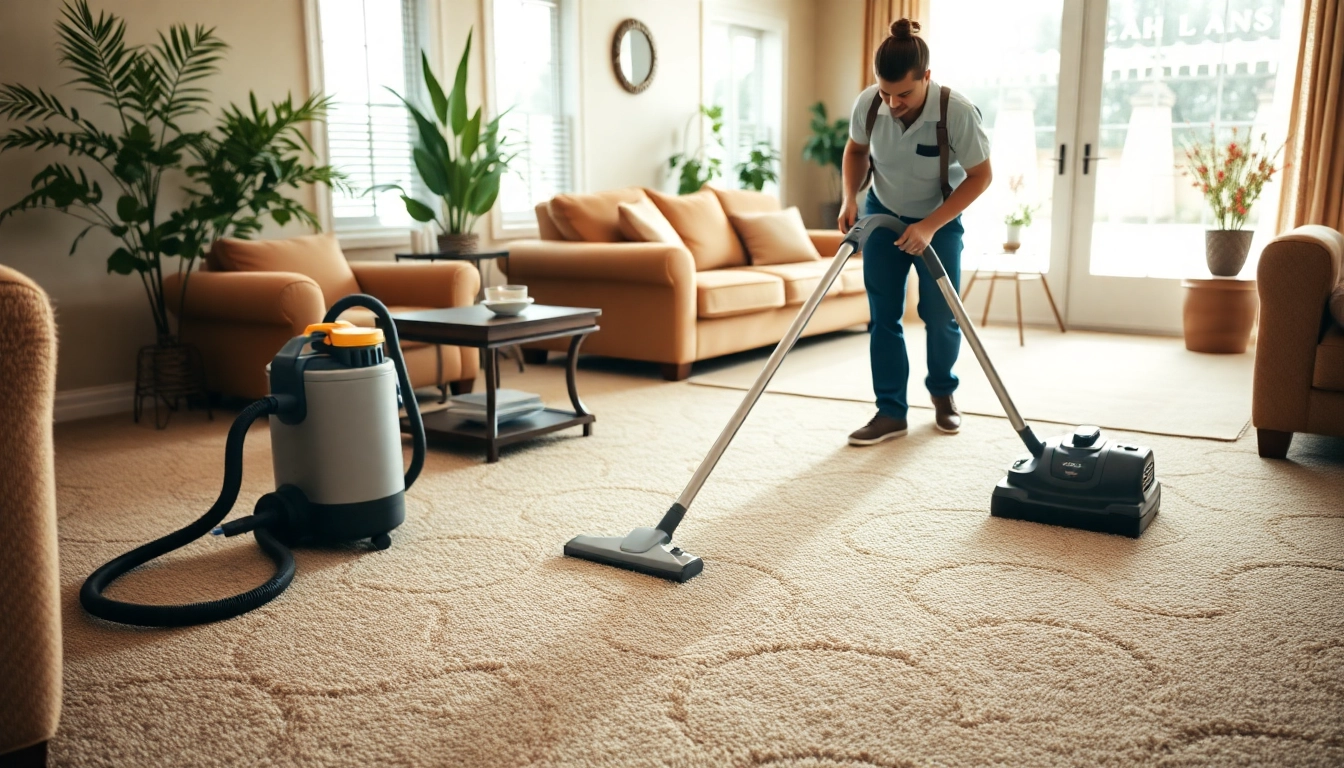 Carpet cleaning Carmichael CA with a professional technician in a cozy home setting.