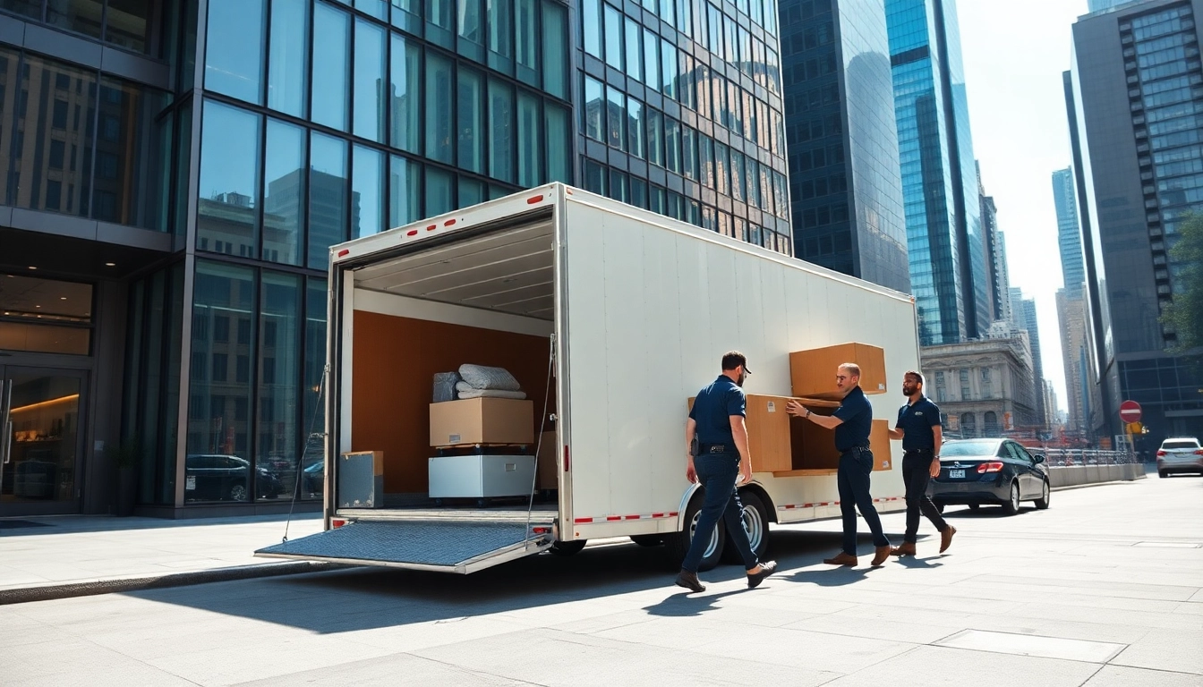 Efficient team executing Commercial Moving Services NYC showcasing professionalism in a bustling urban setting.