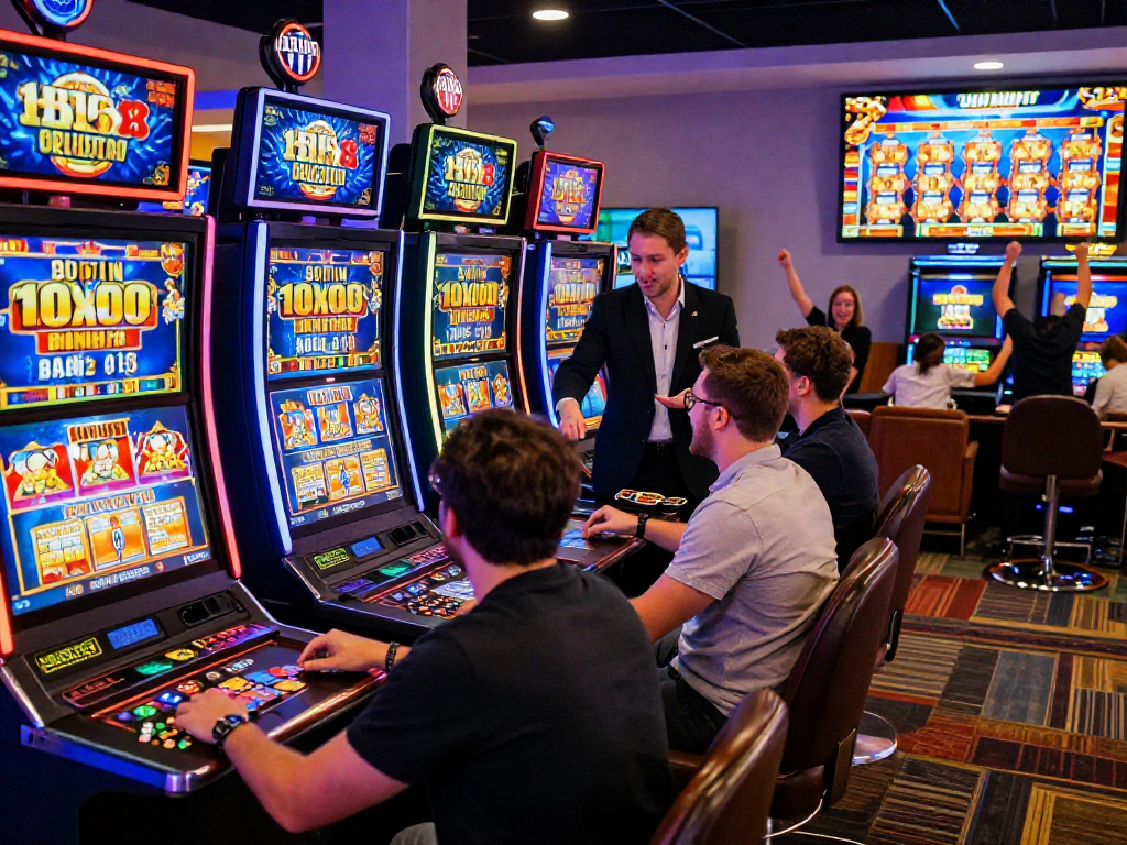 Players enjoying slot88 games in a lively online casino atmosphere.