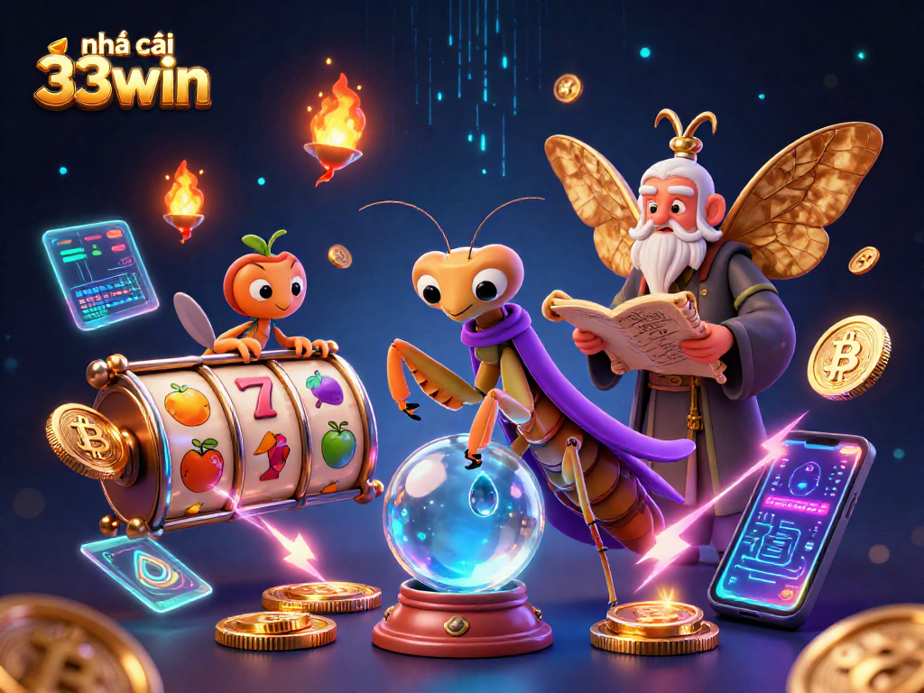 Engage with thrilling slots at nhà cái 33win featuring vibrant characters and crypto elements.