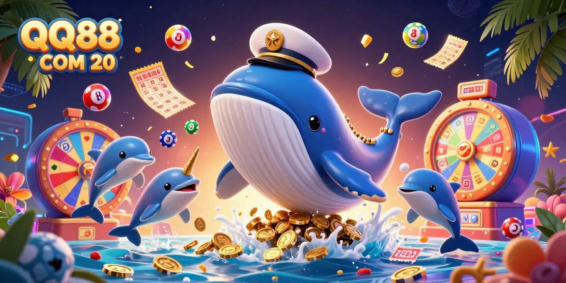 Experience the thrill with QQ88 COM 20, where vibrant lottery elements and playful characters bring gaming to life.