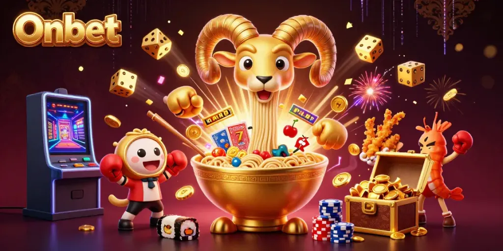 Onbet offers thrilling gameplay with 3D characters in a vibrant casino setting, capturing the excitement into action.