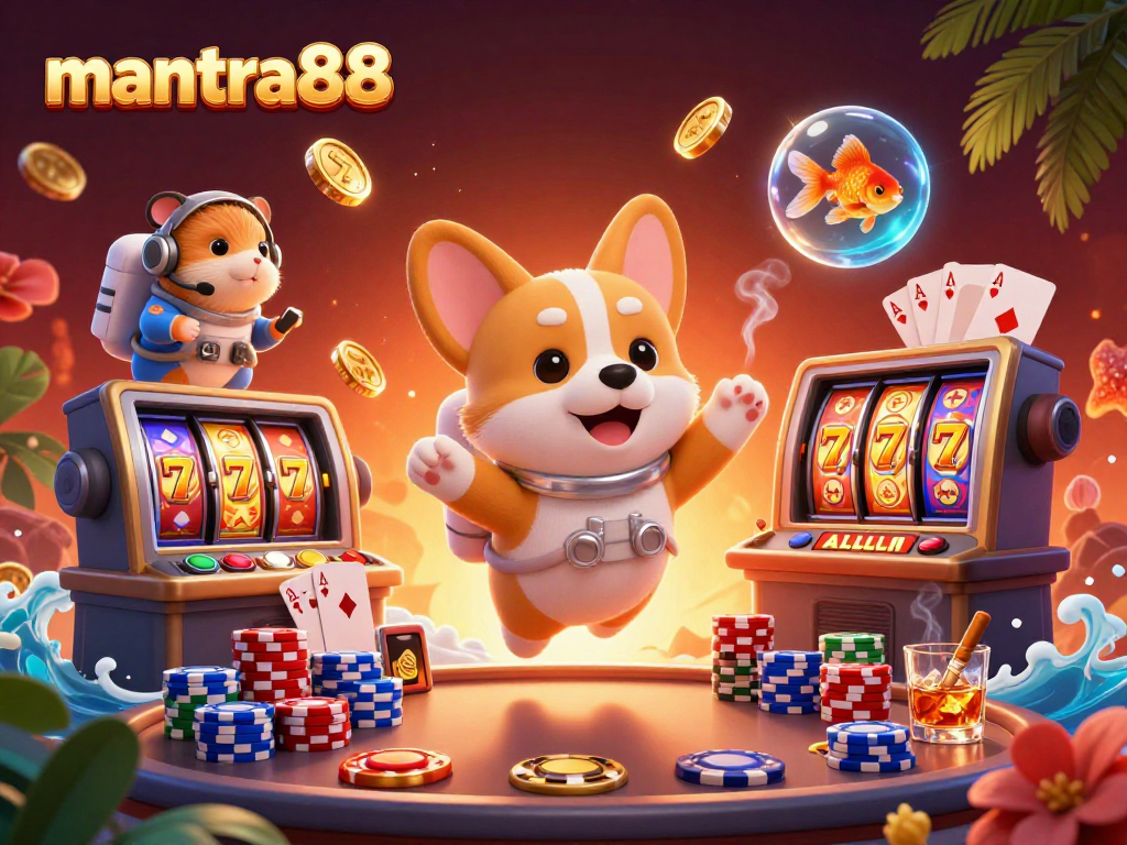 Spin the reels at mantra88 with a corgi astronaut floating in a cosmic casino adventure.