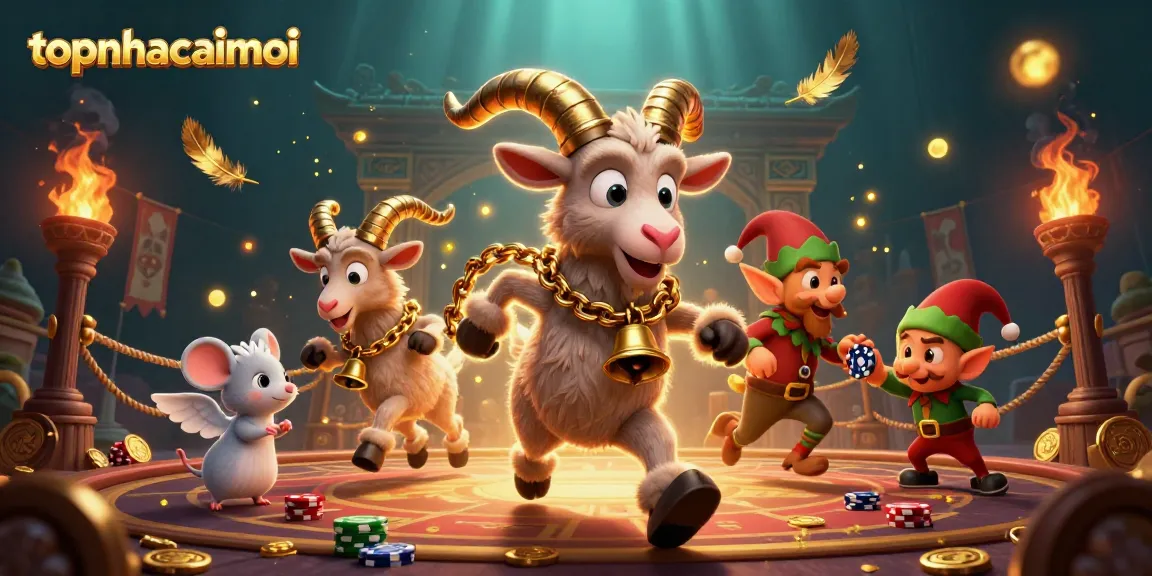 Engage with topnhacaimoi's thrilling 3D casino scene featuring Krampus and mischievous players.