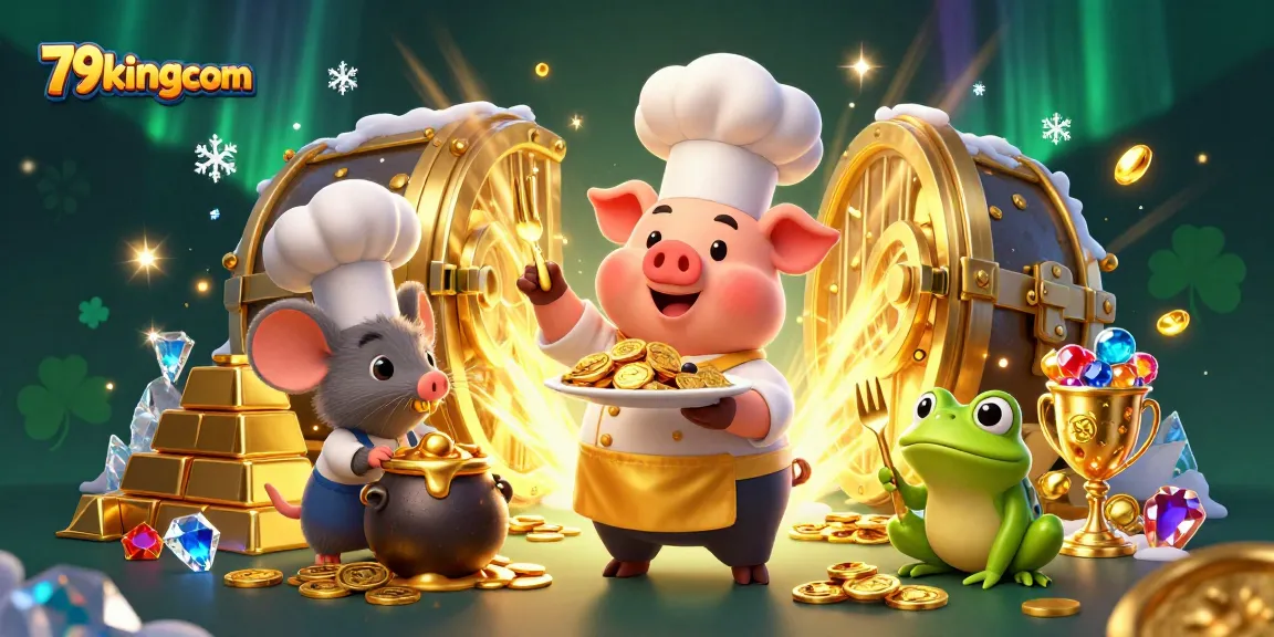 Experience the thrill of winning at 79kingcom with cartoon characters showcasing wealth and excitement in a casino setting.