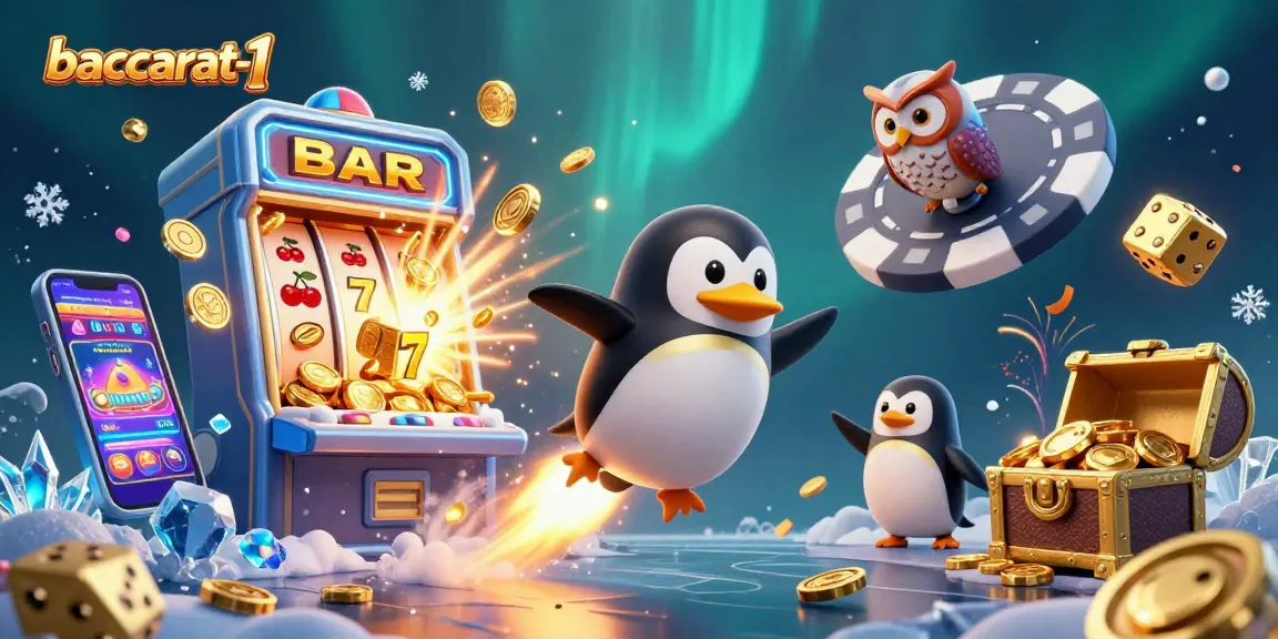 Experience vibrant casino action with baccarat-1 as the golden penguin blasts through space.