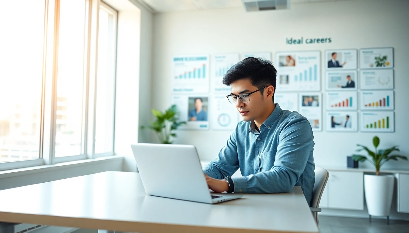Professional evaluating their Ideal Career choices in a modern office setting with charts.
