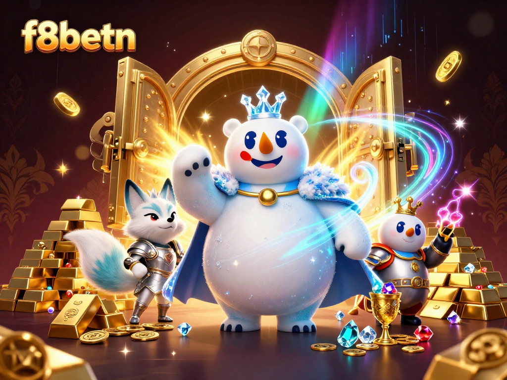 Experience the excitement of f8betn, featuring a polar bear king and treasure in a casino-themed scene.
