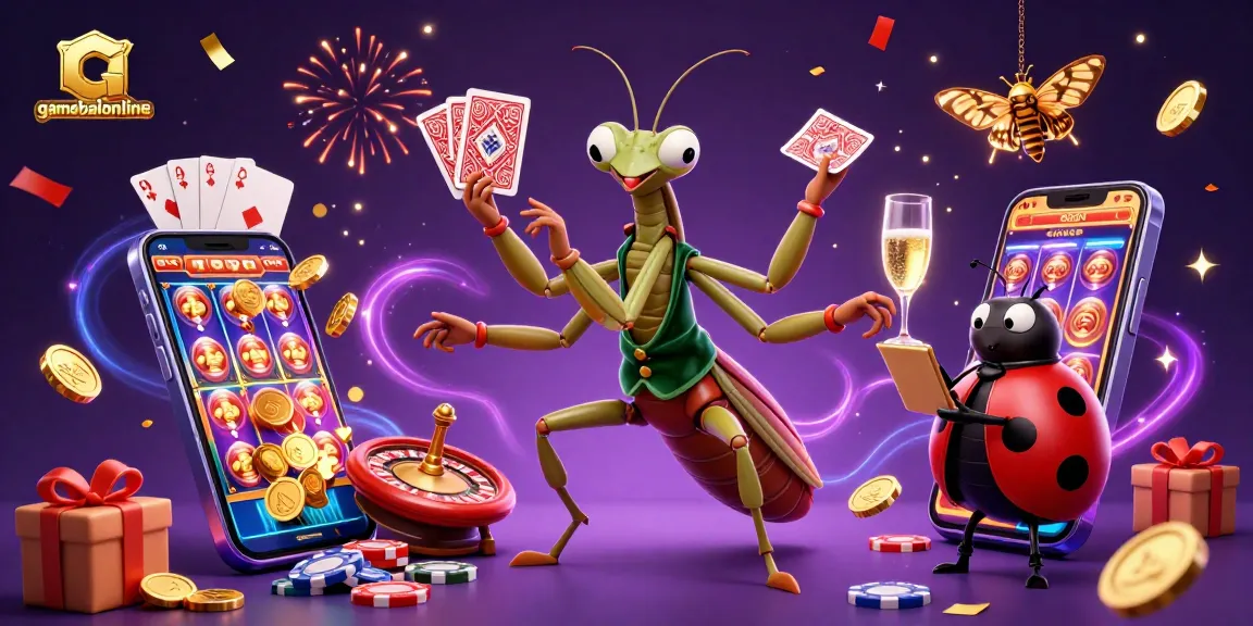 Experience the thrill of gamebaiionline's vibrant gambling scene with exciting characters and festive elements.