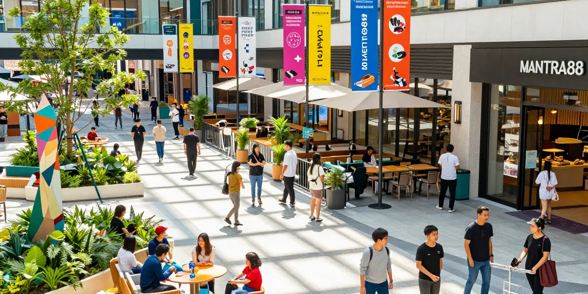 MANTRA88 commercial hub with families enjoying entertainment and shopping atmosphere.