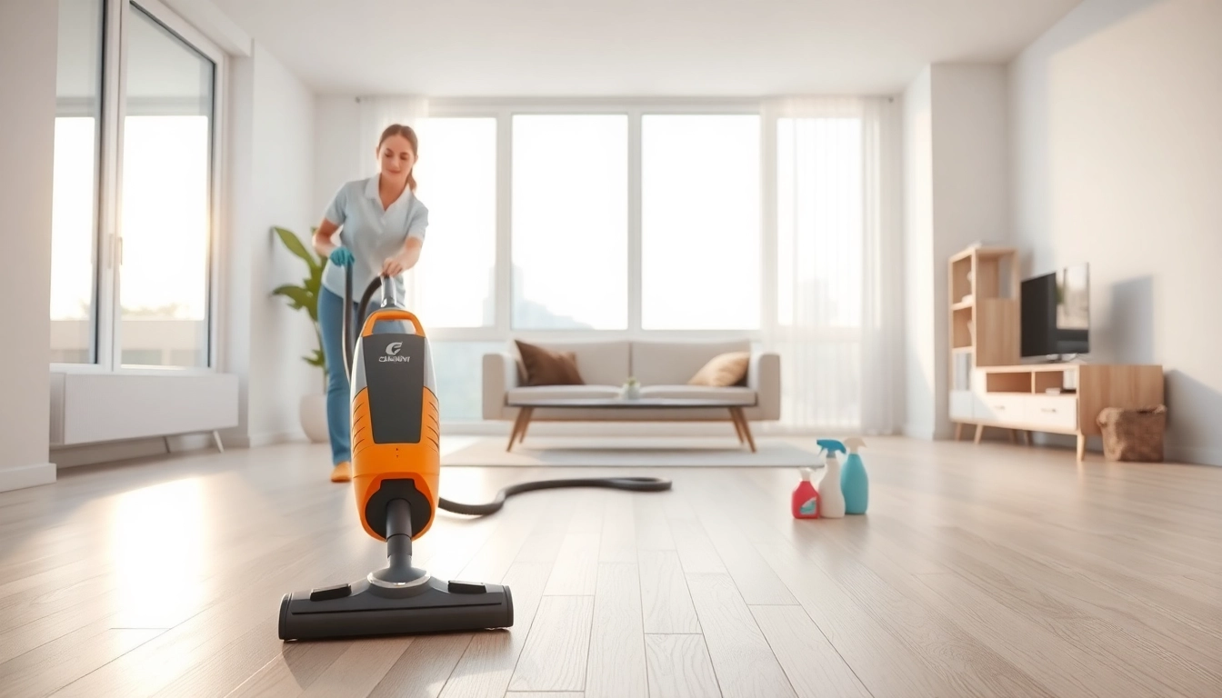 Bond cleaning Logan service showcasing a cleaner diligently engaged in floor cleaning.