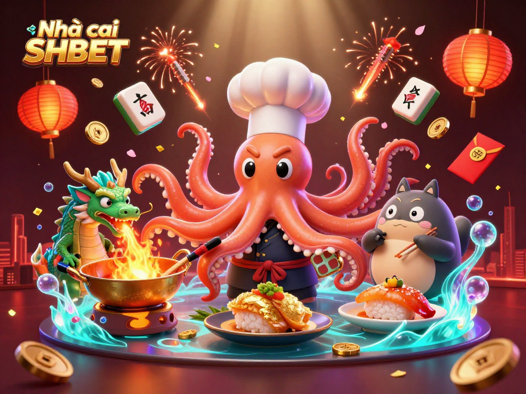 Engage with Nhà cái SHBET through dynamic 3D illustration showcasing vibrant gambling scenes.