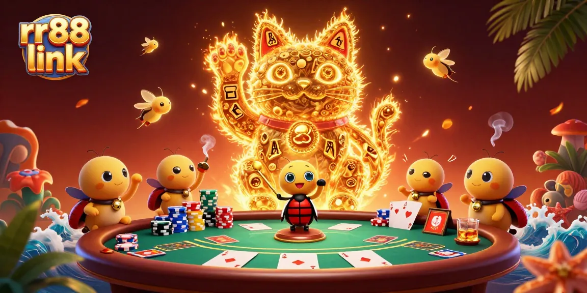 Engage with the rr88 link in vividly illustrated casino elements and lucky cat symbols.
